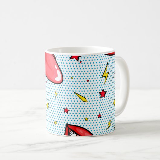 Nahtlose Muster Cartoon Comic Super-Sprache Blase Kaffeetasse (VorderseiteRechts)