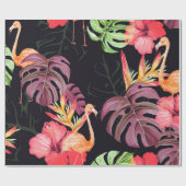 Nahtlose Muster der Blume des Hibiskus, Flamingos Geschenkpapier (Flach)