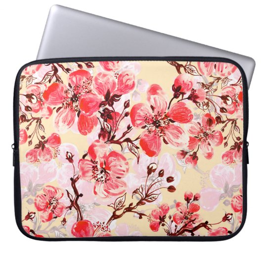 Nahtlose Muster der Frühlingsblumen u Laptopschutzhülle (Vorderseite)