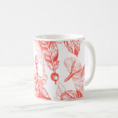 Nahtlose Muster der roten Federn Kaffeetasse (VorderseiteRechts)