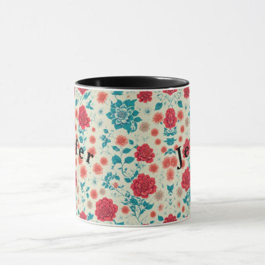 Nahtlose Muster Design Stoffe Art Kaffee Tasse (Zentrum)