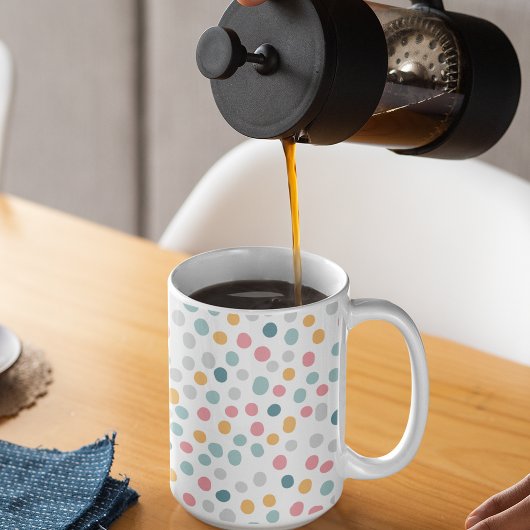 Nahtlose Muster farbenfrohe Polka-Punkte Kaffeetasse