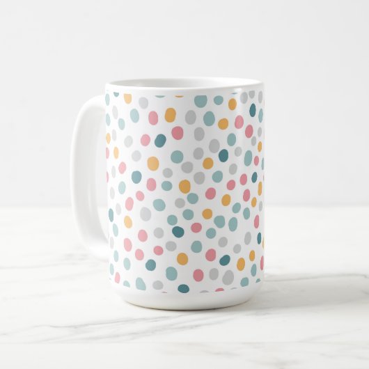 Nahtlose Muster farbenfrohe Polka-Punkte Kaffeetasse (Vorderseite Links)