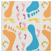 Nahtlose Muster farbenfroher menschlicher Fußabdrü Stoff (Nahaufnahme)