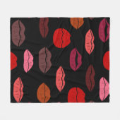Nahtlose Muster farbige Lippen Fleecedecke (Vorderseite (Horizontal))
