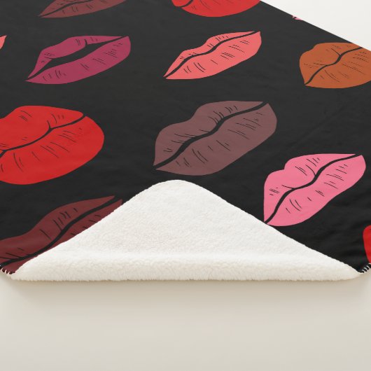 Nahtlose Muster farbige Lippen Sherpadecke (3/4)