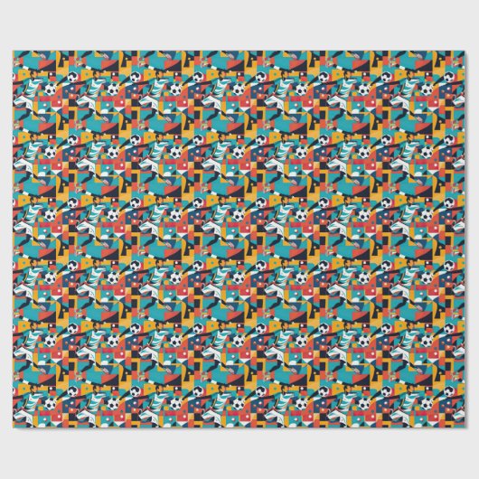 Nahtlose Muster Fußball Sport Geschenkpapier (Flach)