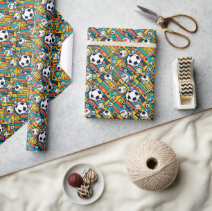 Nahtlose Muster Fußball-Sport Geschenkpapier