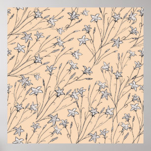 nahtlose Muster Glockenkulptur Blume pastellfarben Poster