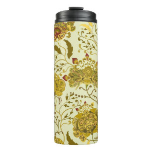 Nahtlose Muster, große indische Paisley-Blume. Tre Thermosbecher