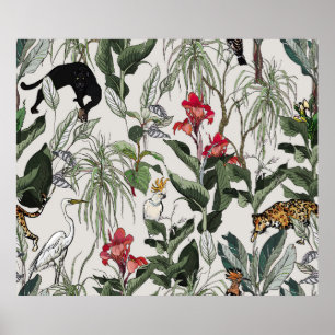 Nahtlose Muster handgezeichnete botanische Illustr Poster