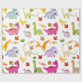Nahtlose Muster heller Dinosaurier-Kindergeburtsta Geschenkpapier (Flach)