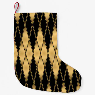 Nahtlose Muster in Gold und Schwarz Kleiner Weihnachtsstrumpf
