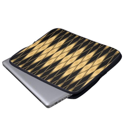 Nahtlose Muster in Gold und Schwarz Laptopschutzhülle (Vorne Knopf)