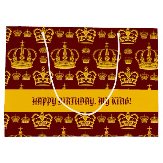 Nahtlose Muster King's Kronen aus gelber Farbe Lar Große Geschenktüte (Rückseite)