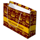 Nahtlose Muster King's Kronen aus gelber Farbe Lar Große Geschenktüte (Vorderseite Schrägansicht)