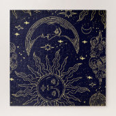 Nahtlose Muster Magische Elemente Linearweise Puzzle (Horizontal)