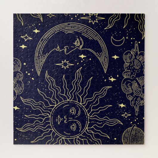 Nahtlose Muster Magische Elemente Linearweise Puzzle (Horizontal)