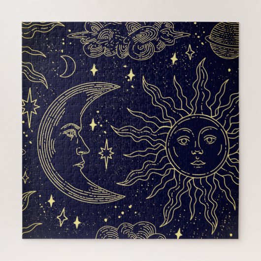 Nahtlose Muster Magische Elemente Linearweise Puzzle (Vertikal)