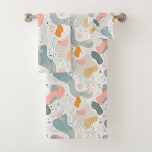 Nahtlose Muster-Memphis-Stil-Design, weißer Hinter Badhandtuch Set