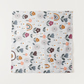 Nahtlose Muster mit blumigen Regenbogen und Handtr Wandteppich (Vorderseite (Horizontal))