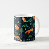 Nahtlose Muster mit Füchsen, Bäumen, Blätter, Mush Kaffeetasse (VorderseiteRechts)