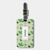 Nahtlose Muster mit Gartenwerkzeugen Gepäckanhänger (Vorderseite vertikal)