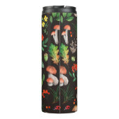 Nahtlose Muster mit Pilzen, Nüssen, Blätter, Akorn Thermosbecher (Rückseite)