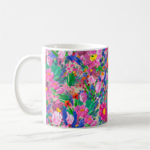 Nahtlose Muster mit schönen Blume. Watercolo Kaffeetasse