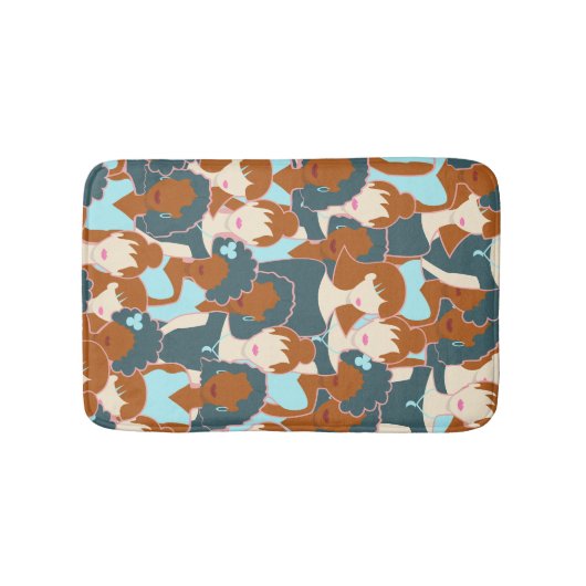 Nahtlose Muster mit schwarzen Mädchen und weißen M Badematte (Vorderseite)