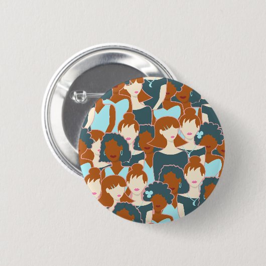 Nahtlose Muster mit schwarzen Mädchen und weißen M Button (Vorne & Hinten)