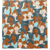 Nahtlose Muster mit schwarzen Mädchen und weißen M Duschvorhang (Vorderseite)