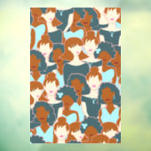 Nahtlose Muster mit schwarzen Mädchen und weißen M Fensteraufkleber (Blatt 3)