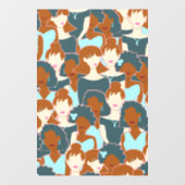 Nahtlose Muster mit schwarzen Mädchen und weißen M Fensteraufkleber (Blatt)