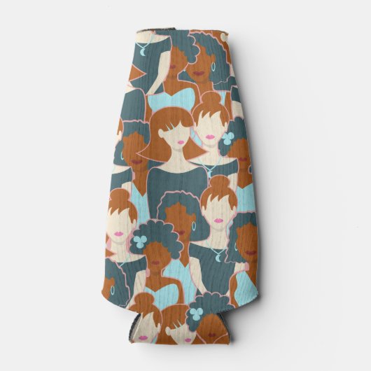 Nahtlose Muster mit schwarzen Mädchen und weißen M Flaschenkühler (Vorderseite)