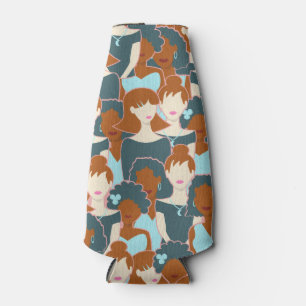 Nahtlose Muster mit schwarzen Mädchen und weißen M Flaschenkühler