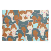 Nahtlose Muster mit schwarzen Mädchen und weißen M Kissenbezug (Rückseite-Links)