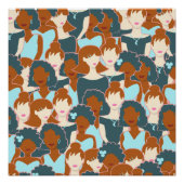 Nahtlose Muster mit schwarzen Mädchen und weißen M Poster (Vorderseite)