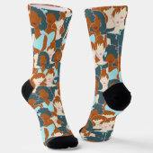 Nahtlose Muster mit schwarzen Mädchen und weißen M Socken (Gewinkelt)