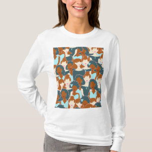 Nahtlose Muster mit schwarzen Mädchen und weißen M T-Shirt