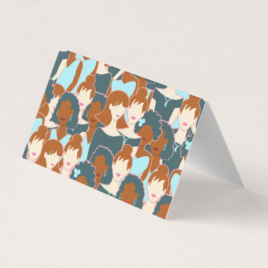 Nahtlose Muster mit schwarzen Mädchen und weißen M Visitenkarten (Rückseite)