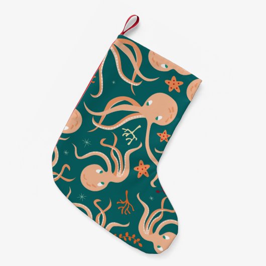 Nahtlose Muster mit Unterwassertieren, cu Kleiner Weihnachtsstrumpf (Vorderansicht (hängend))