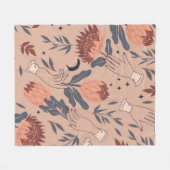 Nahtlose Muster mit Vögeln, Protea-Blume und ha Fleecedecke (Vorderseite (Horizontal))