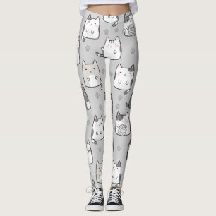 Nahtlose Muster Niedlich Kawaii Katzen Leggings