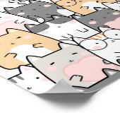 Nahtlose Muster Niedlich Kawaii Katzen Poster (Ecke)