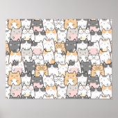 Nahtlose Muster Niedlich Kawaii Katzen Poster (Vorne)