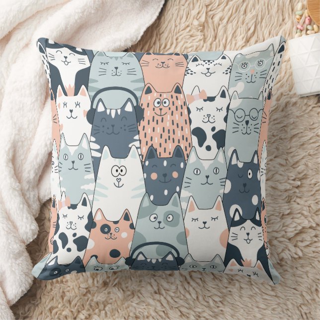 Nahtlose Muster Niedliche Katzen Kissen (Decke)