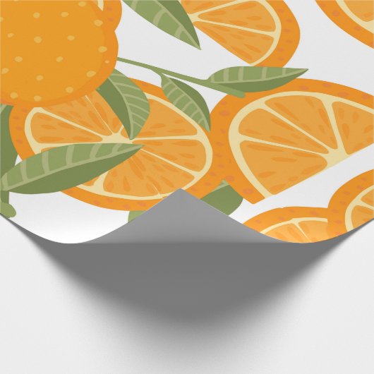 Nahtlose Muster orangefarbener Zitrusfrüchte, die Geschenkpapier (Ecke)