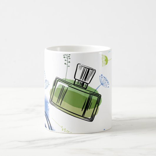 Nahtlose Muster Parfflasche und Aquarelltext Kaffeetasse (Mittel)