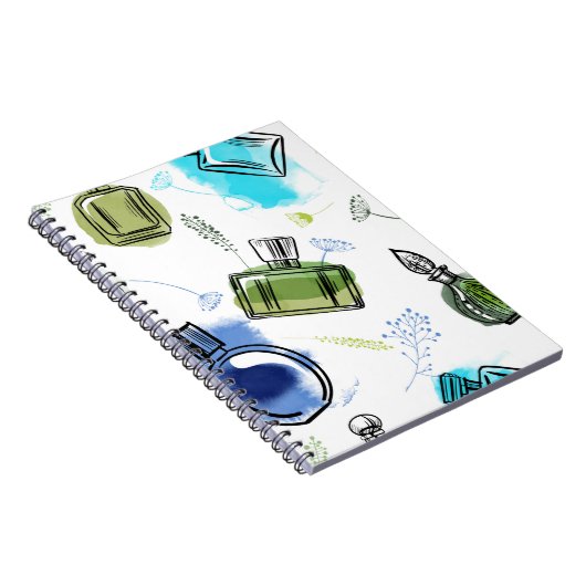 Nahtlose Muster Parfflasche und Aquarelltext Notizblock (Rechte Seite)